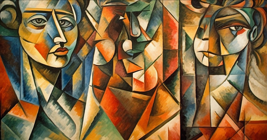 „Kaleidoskop der Gedanken“ – Ausdrucksstarker Kunstdruck im Kubismus-Stil