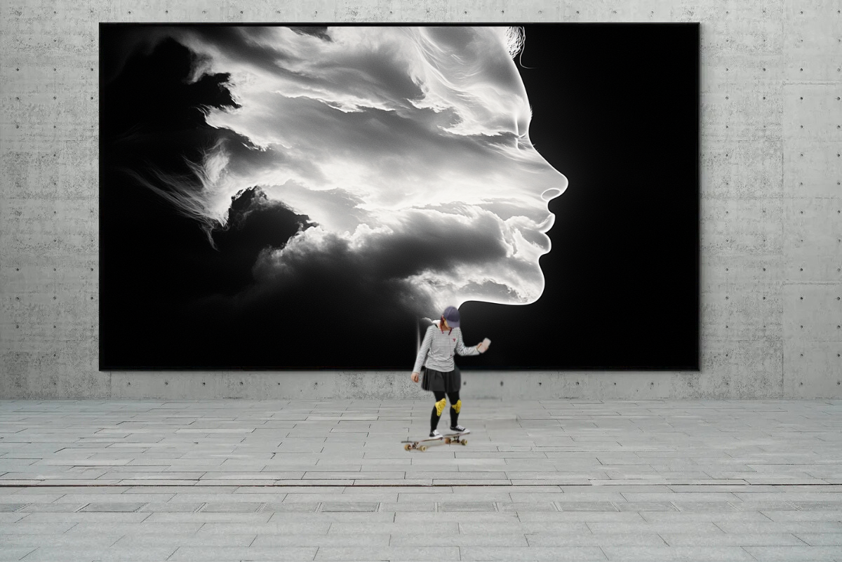 "The Dreamer" – Surreal Cloud Portrait