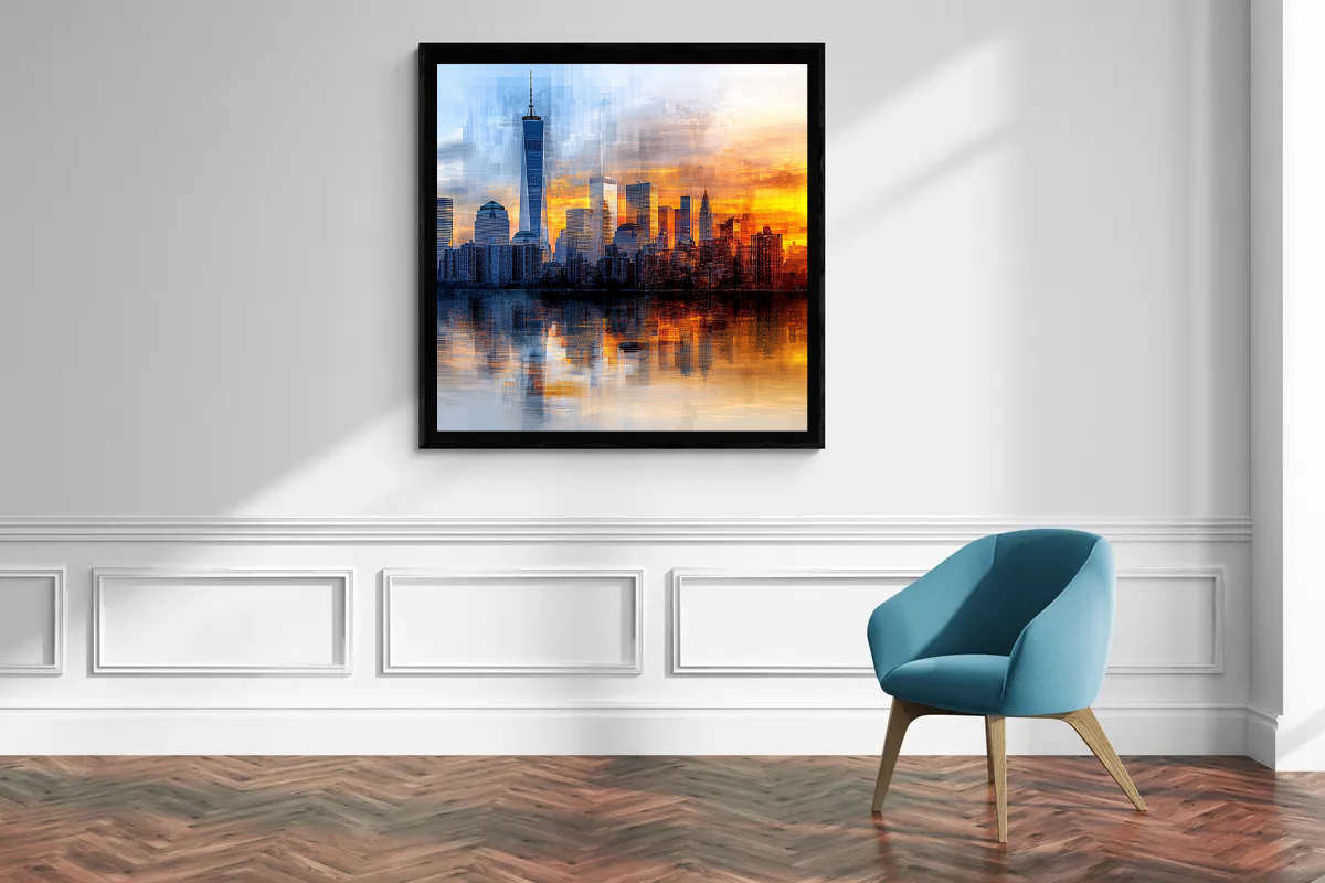 "Geometric Sunrise over the Skyline"