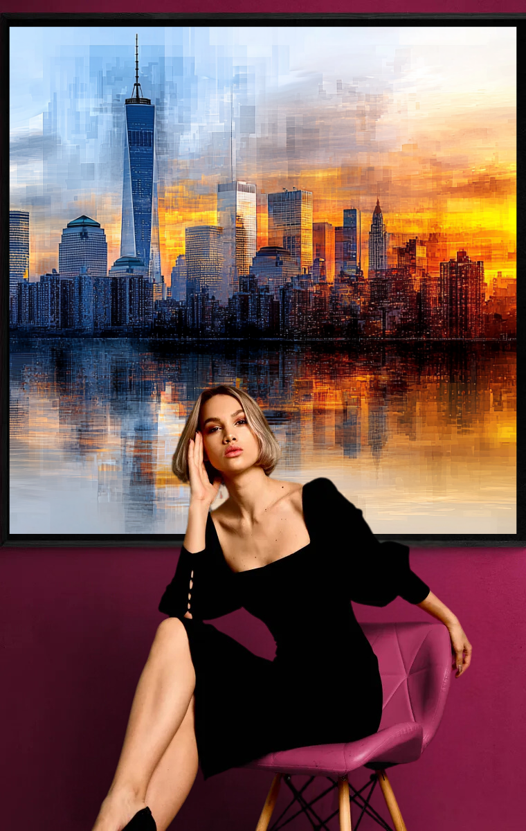 "Geometric Sunrise over the Skyline"