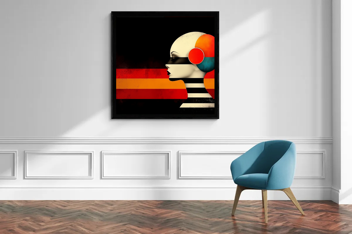 „Klang der Farben“ – Retro-inspiriertes Porträt mit intensiven Farbtönen
