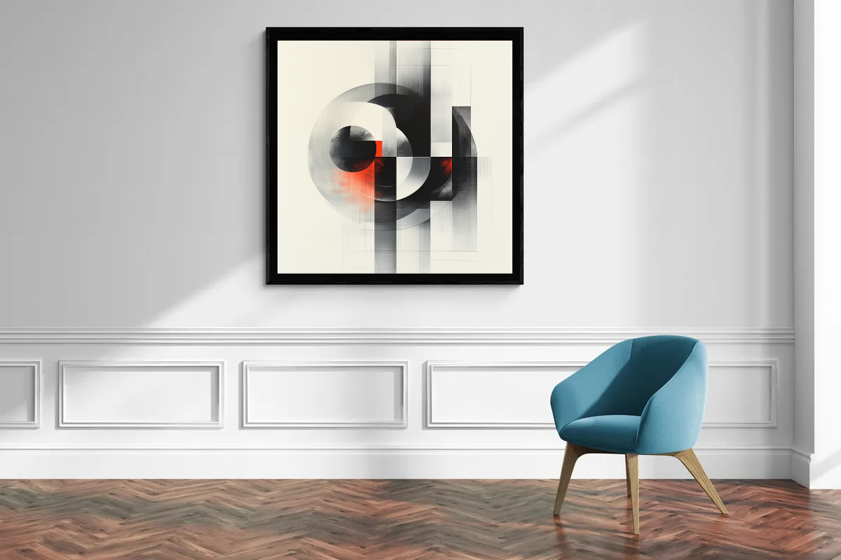 „Kreis der Bewegung“ – Abstrakte Geometrie in monochromer Eleganz