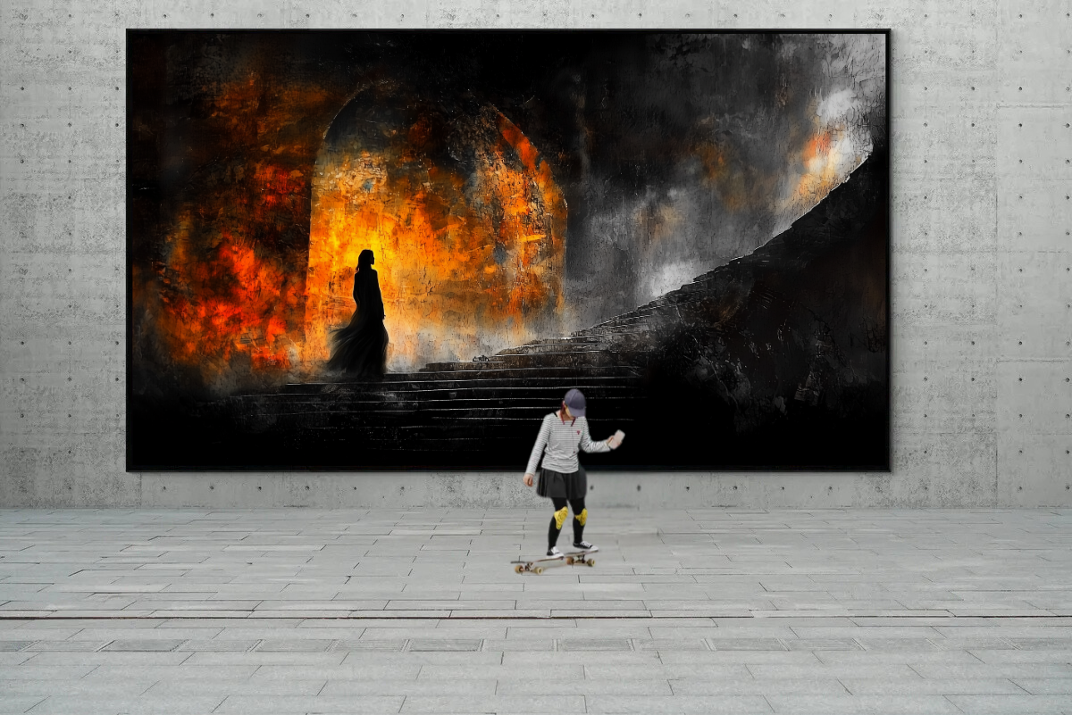 “Path to the Light” – A Journey Through Shadows and Flames