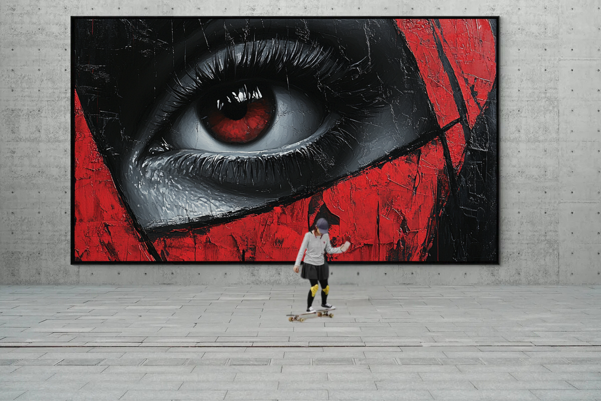 “Red Look” – Intense portrait in calligraffiti style
