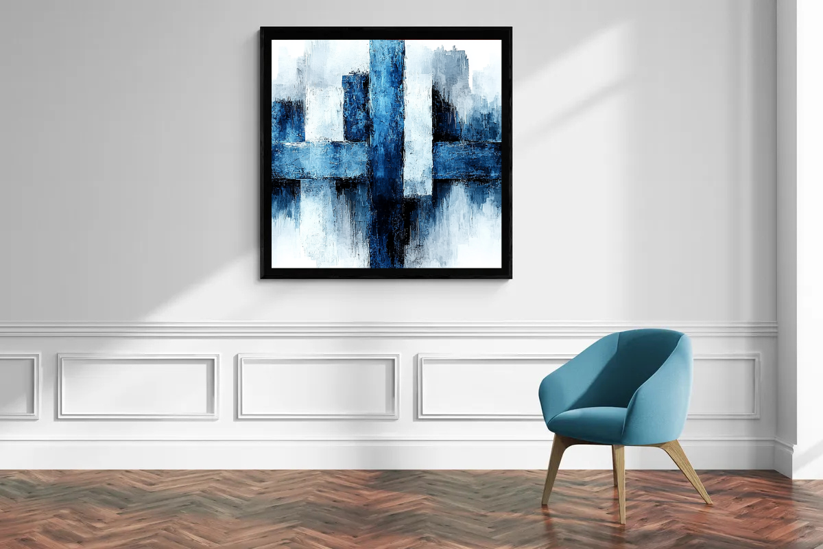 „Stille in Blau“ – Abstrakte Skyline im modernen Minimalismus