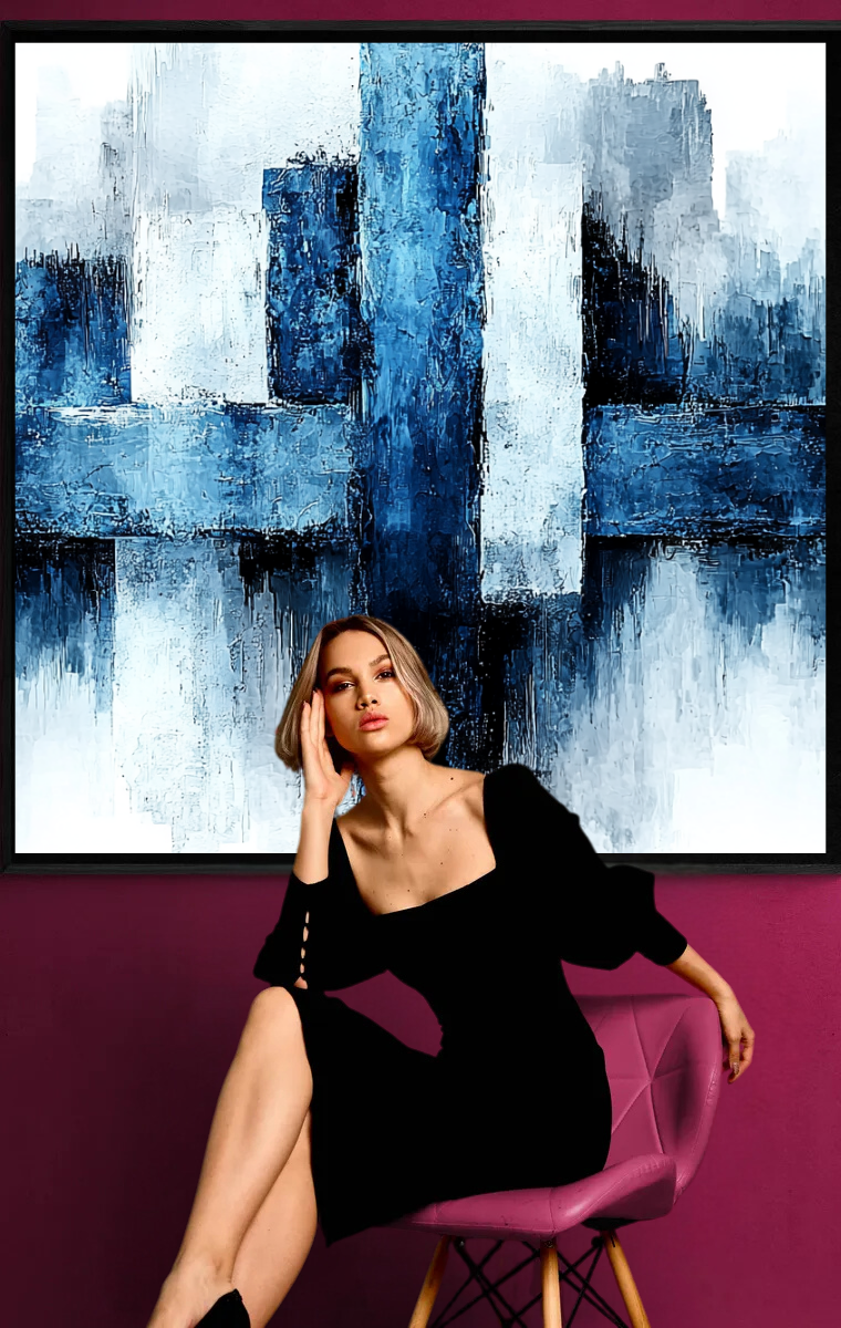 „Stille in Blau“ – Abstrakte Skyline im modernen Minimalismus