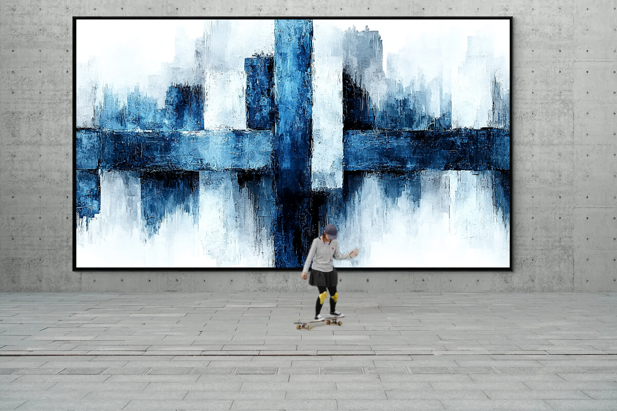 „Stille in Blau“ – Abstrakte Skyline im modernen Minimalismus