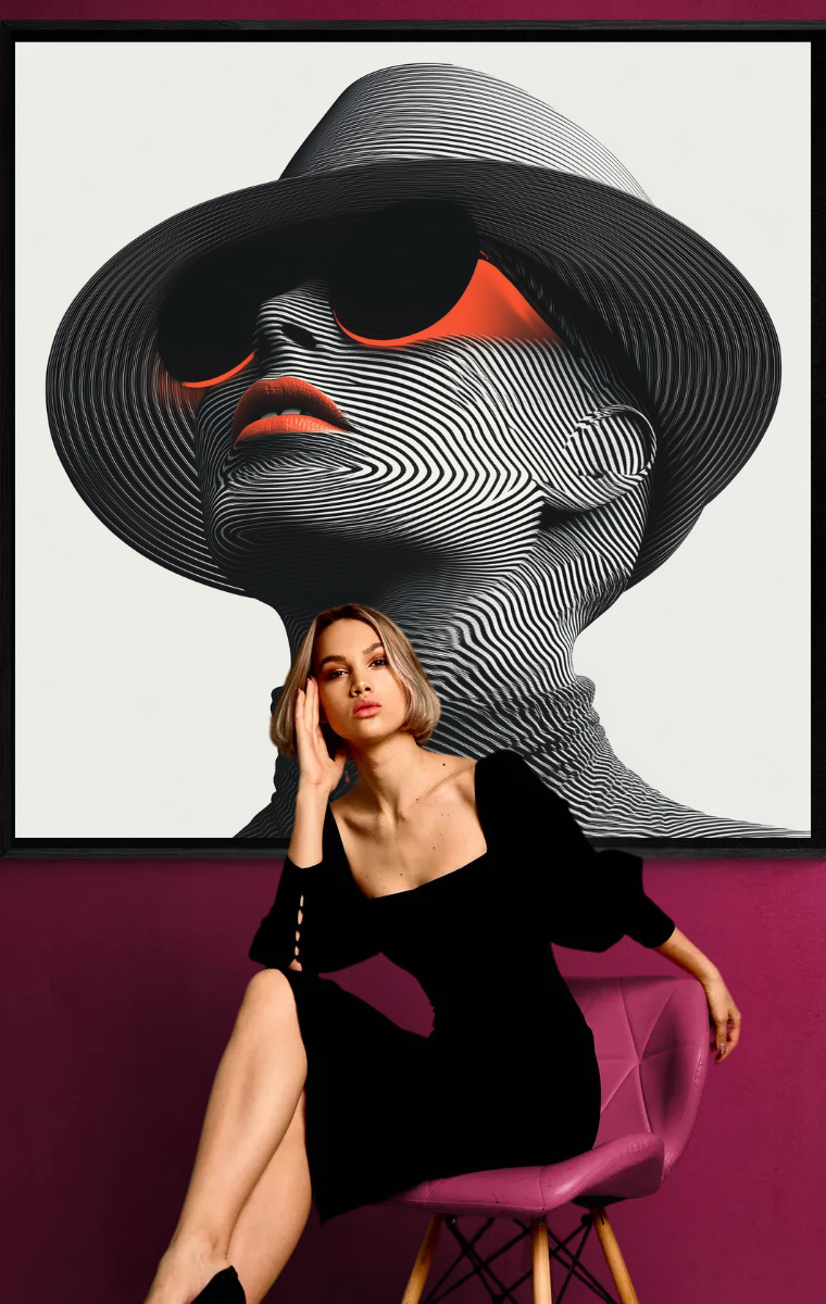 „Linien der Moderne“ – Futuristisches Porträt in monochromer Präzision