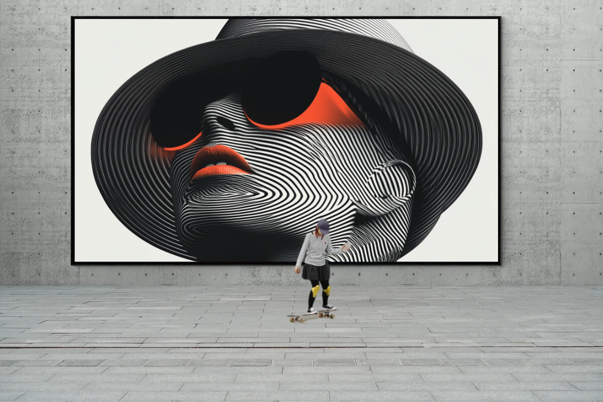 „Linien der Moderne“ – Futuristisches Porträt in monochromer Präzision