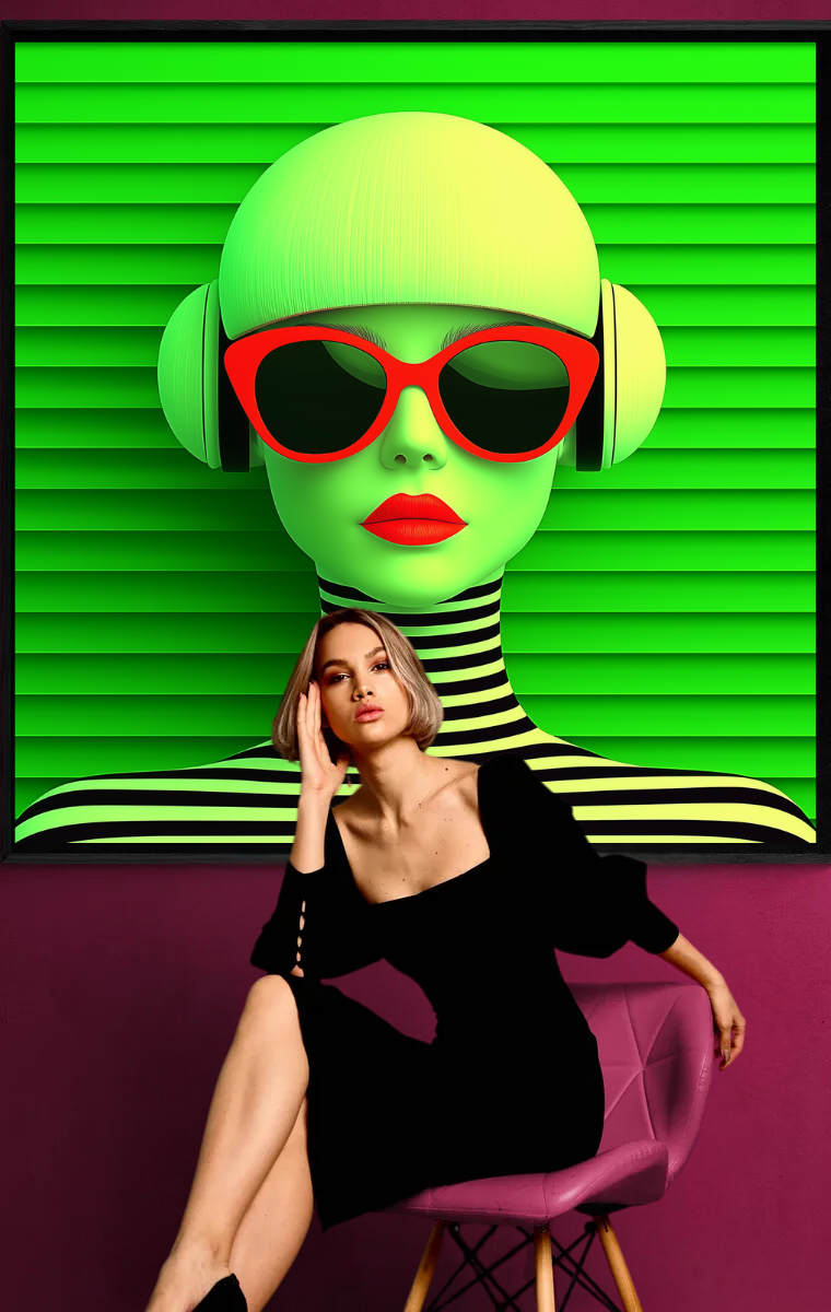 „Neon-Vision“ – Futuristisches Porträt mit kräftigen Farben