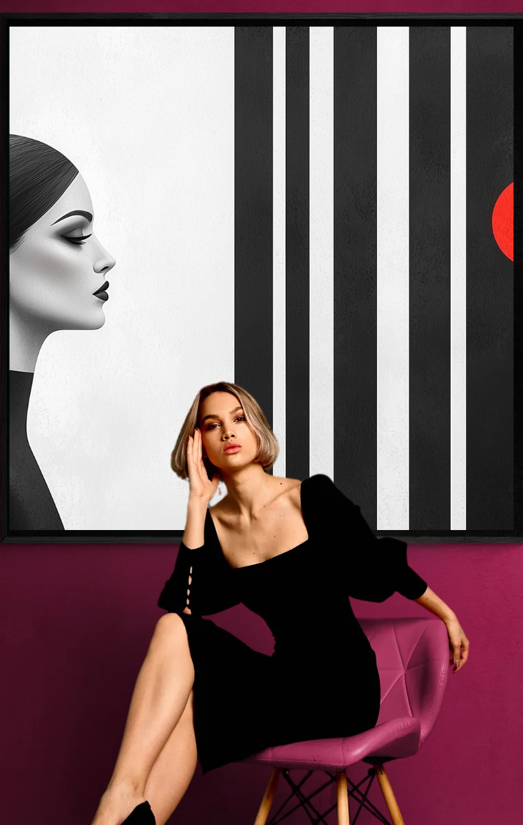 „Schwarz-Weiß-Eleganz“ – Minimalistisches Porträt mit geometrischen Kontrasten