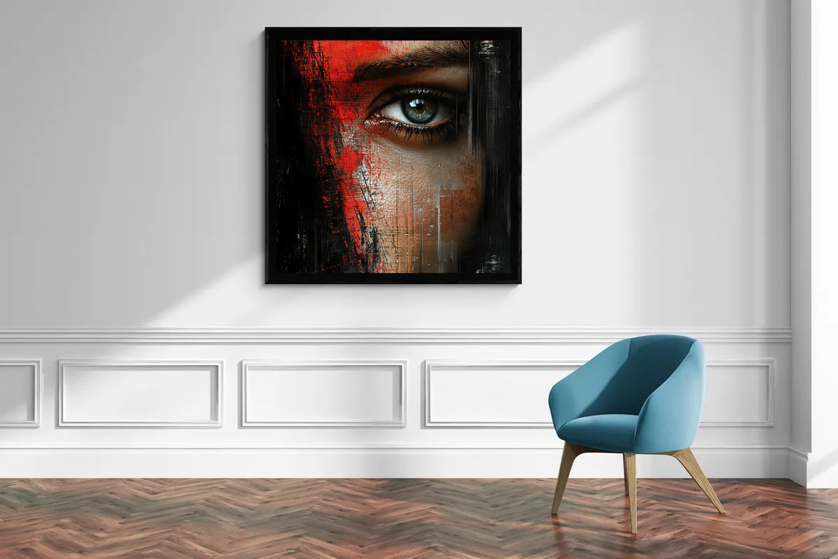 “Penetrating Gaze” – Abstract Portrait in Asemic Style