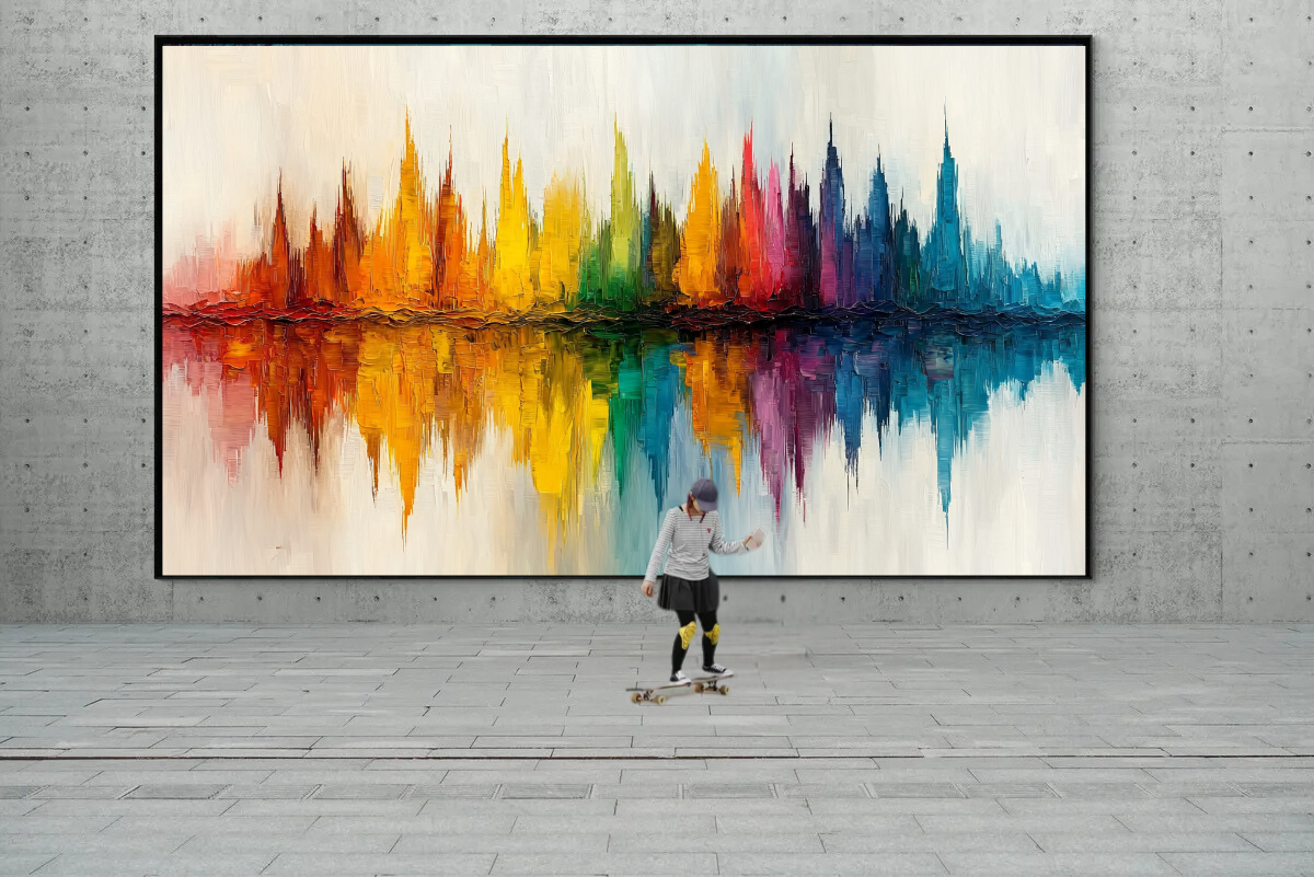 “Colors of the City” – Abstract skyline in rainbow colors