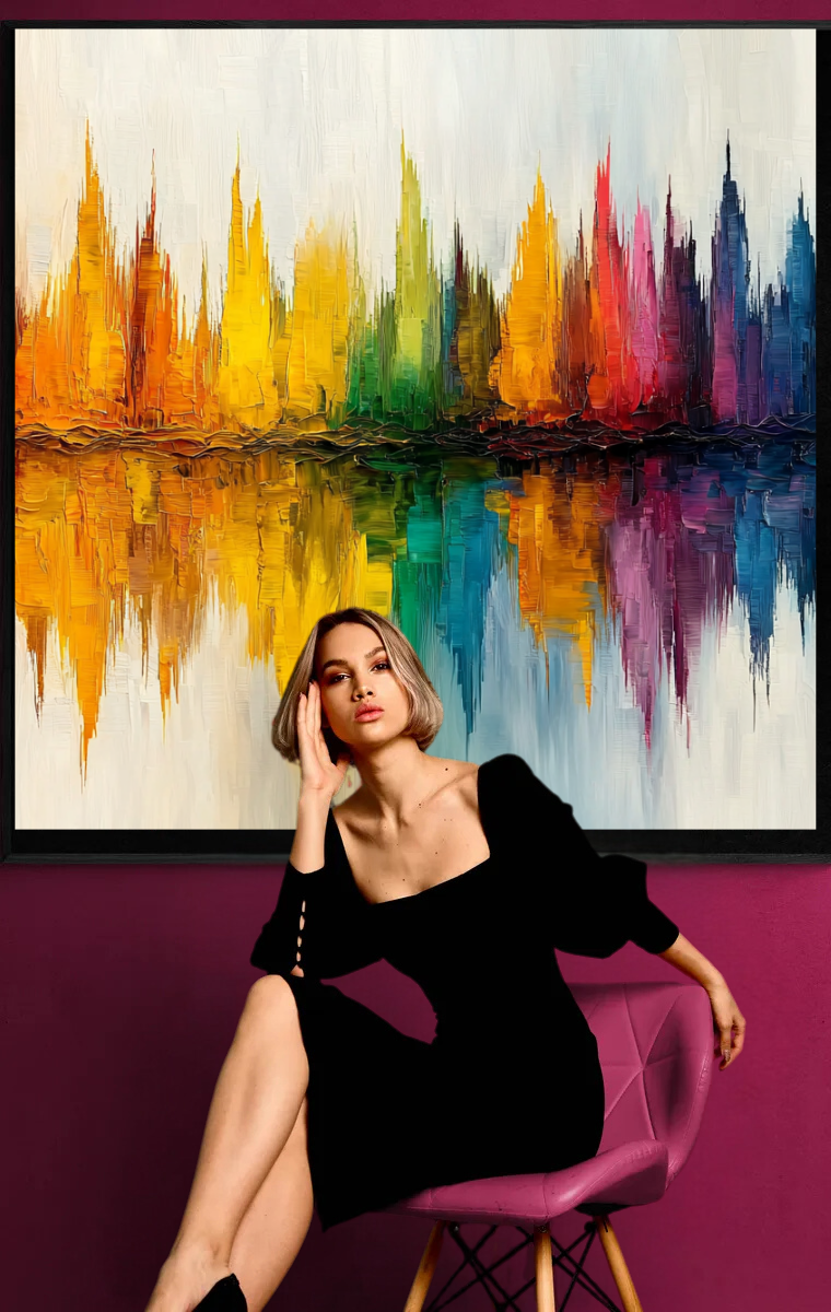 “Colors of the City” – Abstract skyline in rainbow colors