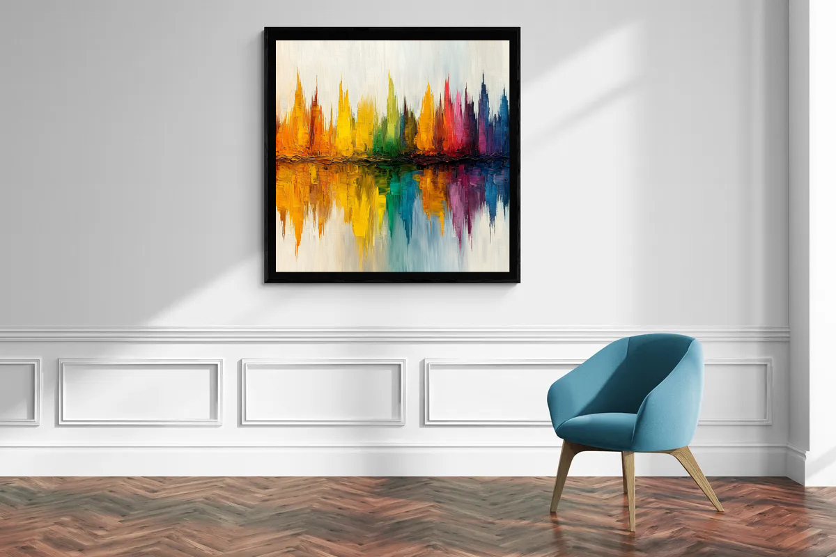 “Colors of the City” – Abstract skyline in rainbow colors