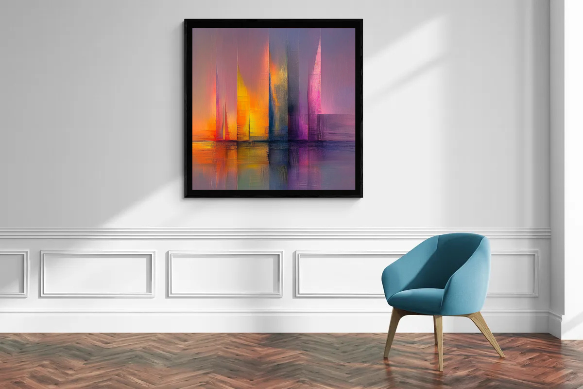 “Colors of the Morning” – Abstract skyline in soft pastel tones