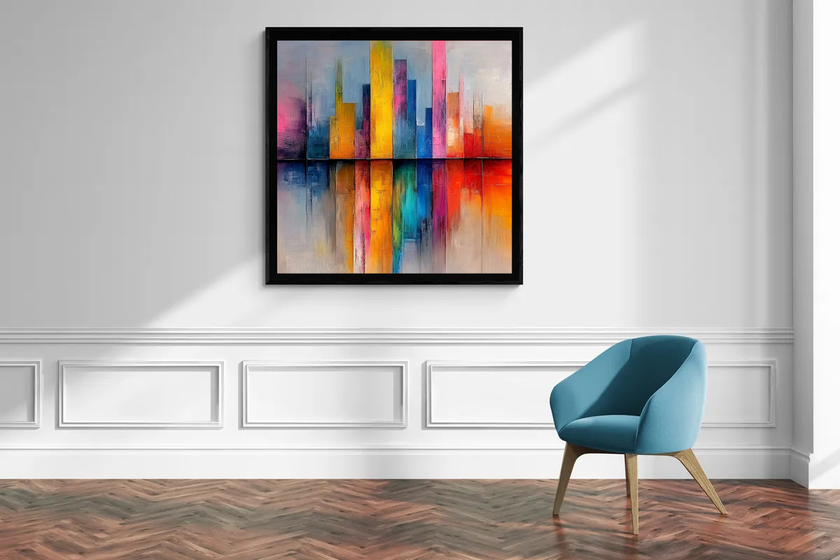 „Farbsilhouette“ – Abstrakte Skyline in leuchtenden Farben