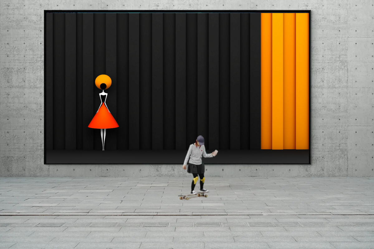 “Color play of elegance” – Minimalist figure with strong contrasts