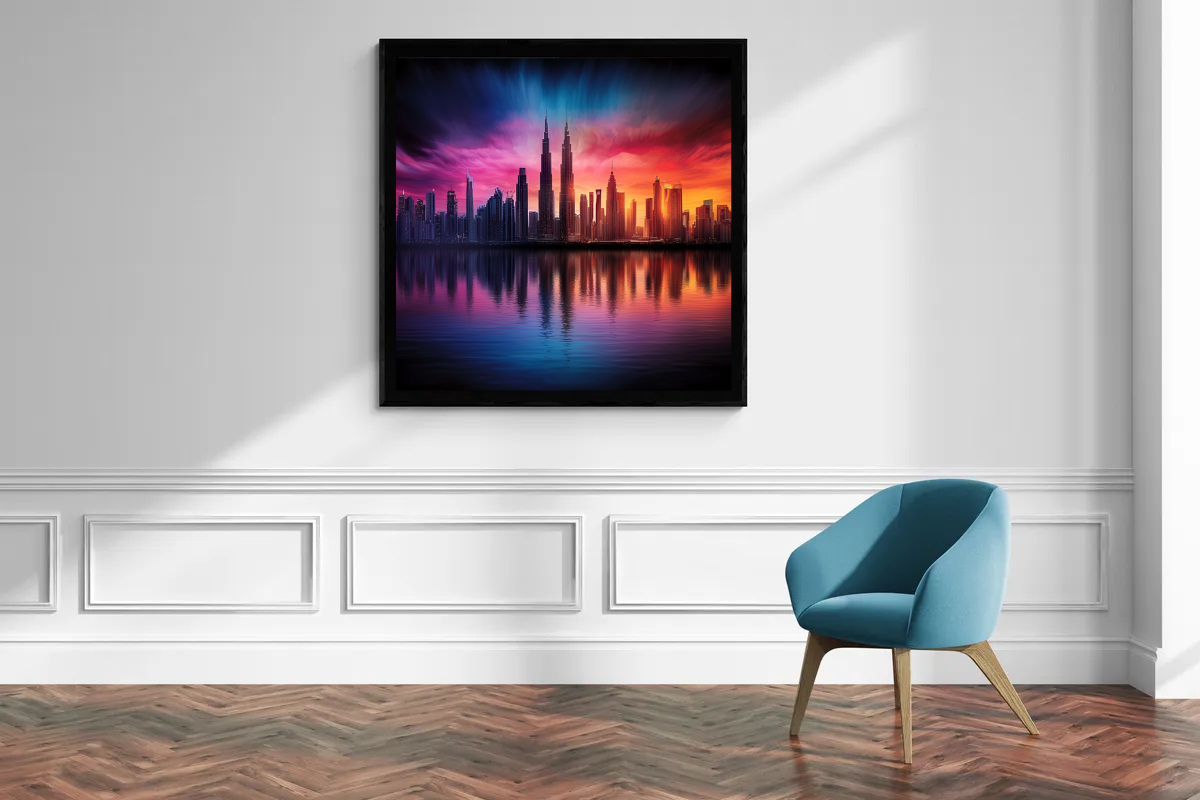 "Fire Sky over the Skyline" - City view under dramatic evening sky