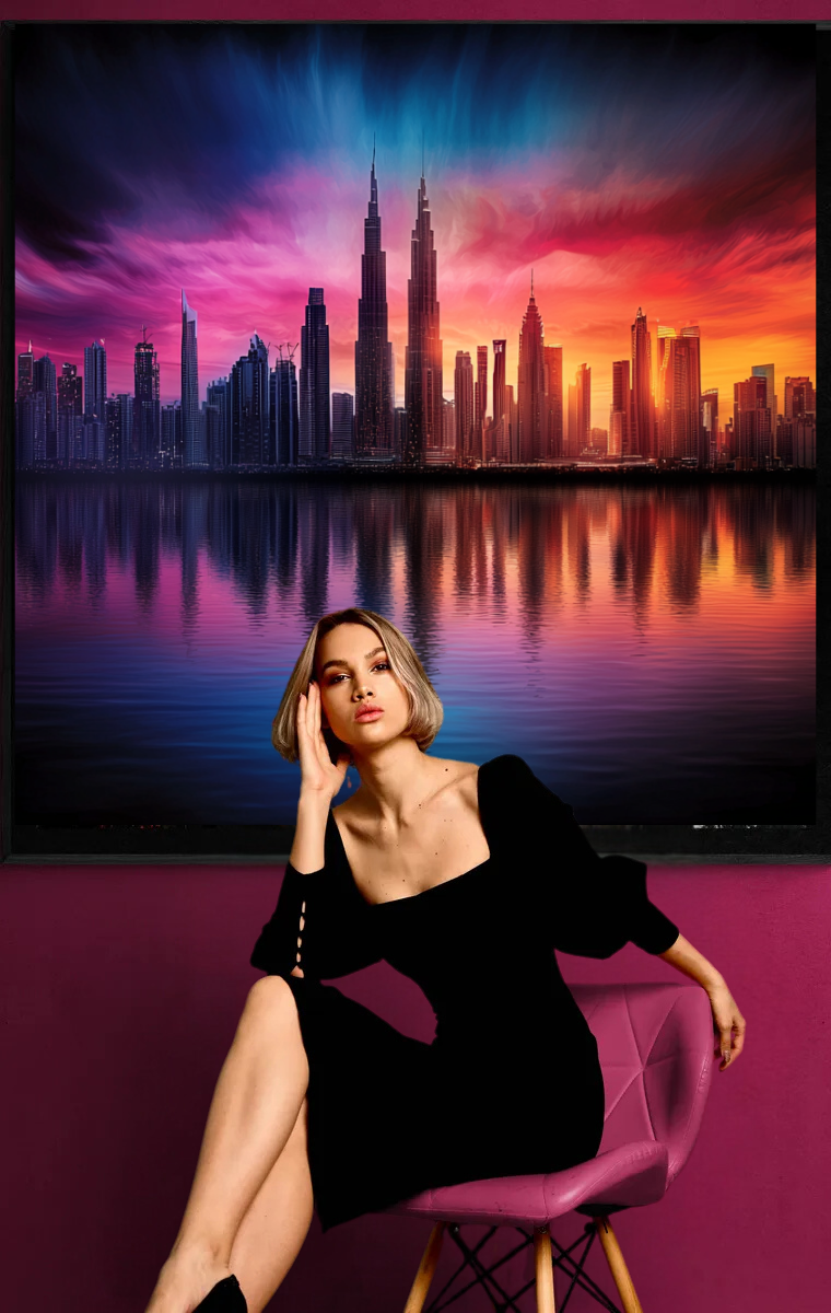 "Fire Sky over the Skyline" - City view under dramatic evening sky