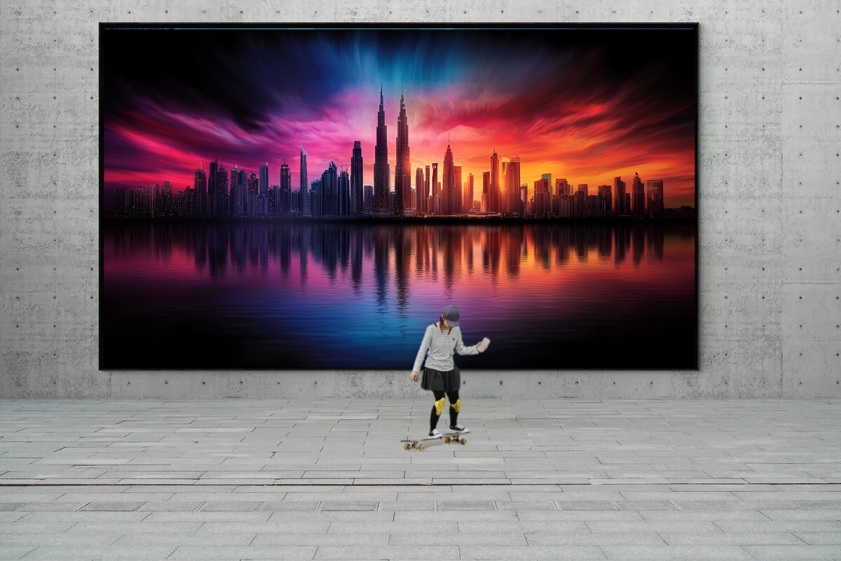 "Fire Sky over the Skyline" - City view under dramatic evening sky