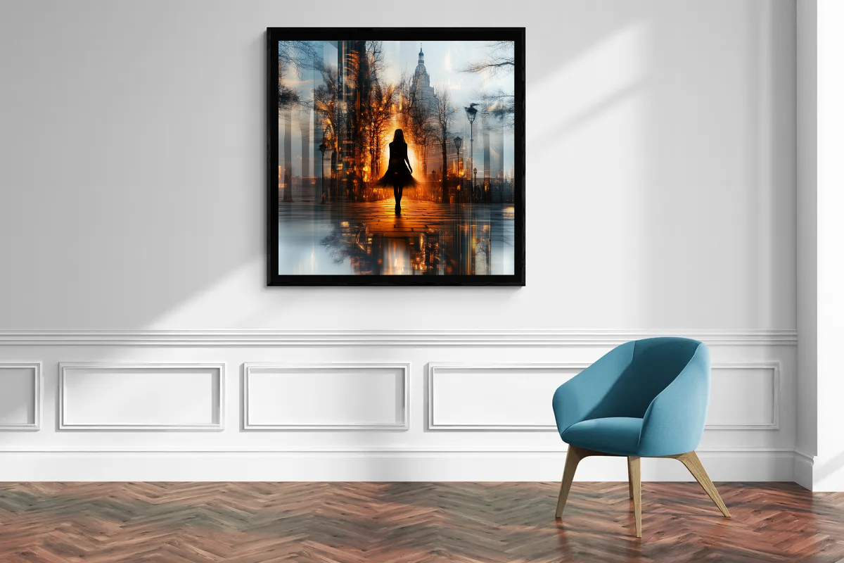 "Flaming Awakening" - art print in modern cyberpunk style
