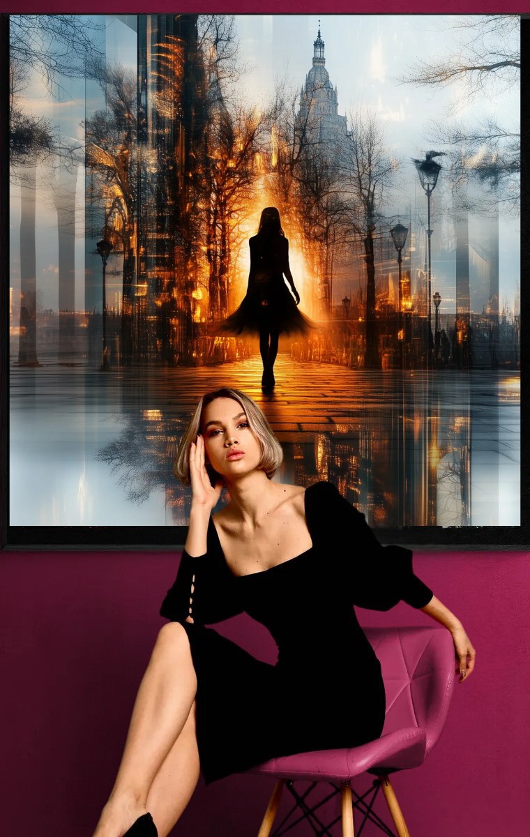 "Flaming Awakening" - art print in modern cyberpunk style