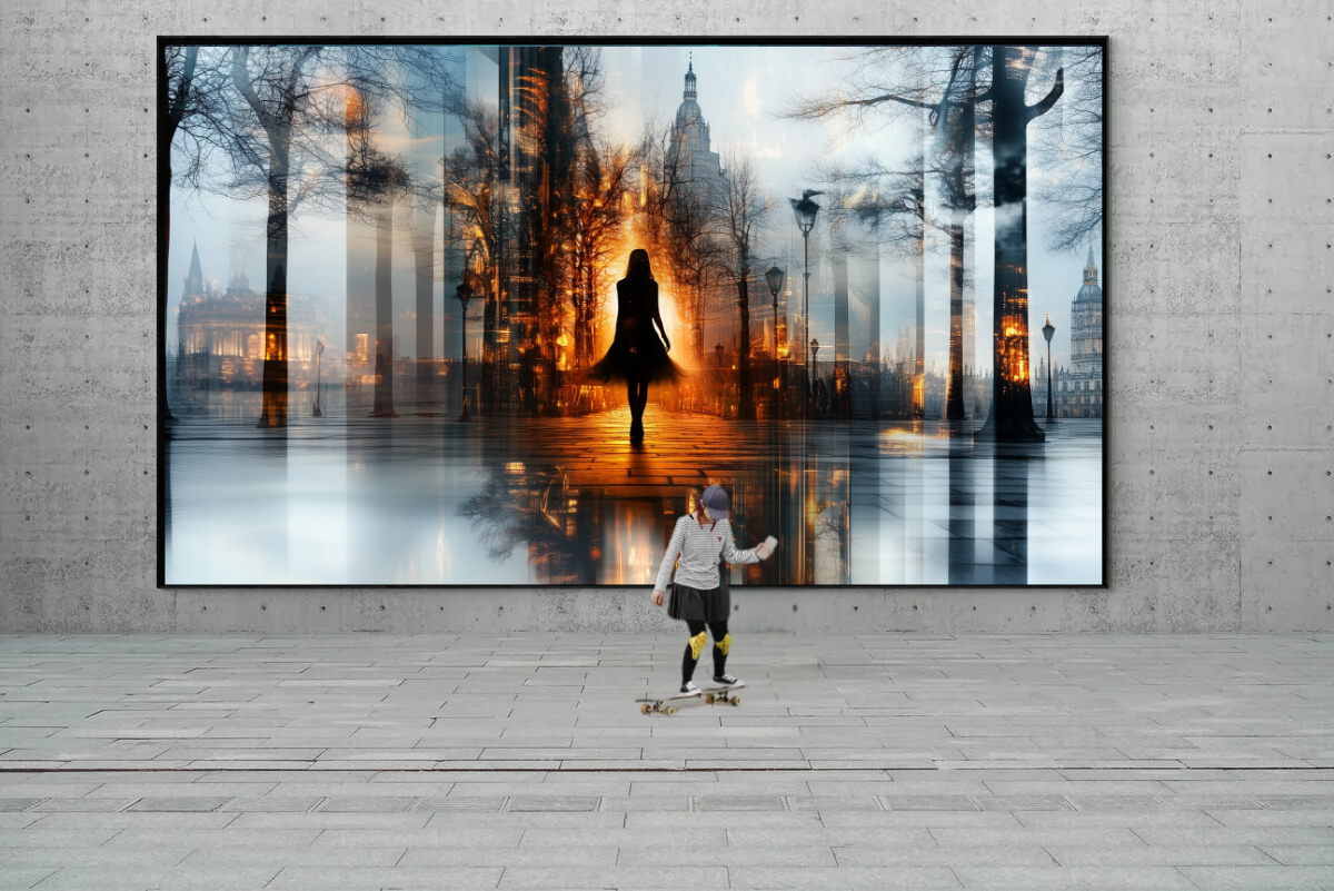 "Flaming Awakening" - art print in modern cyberpunk style