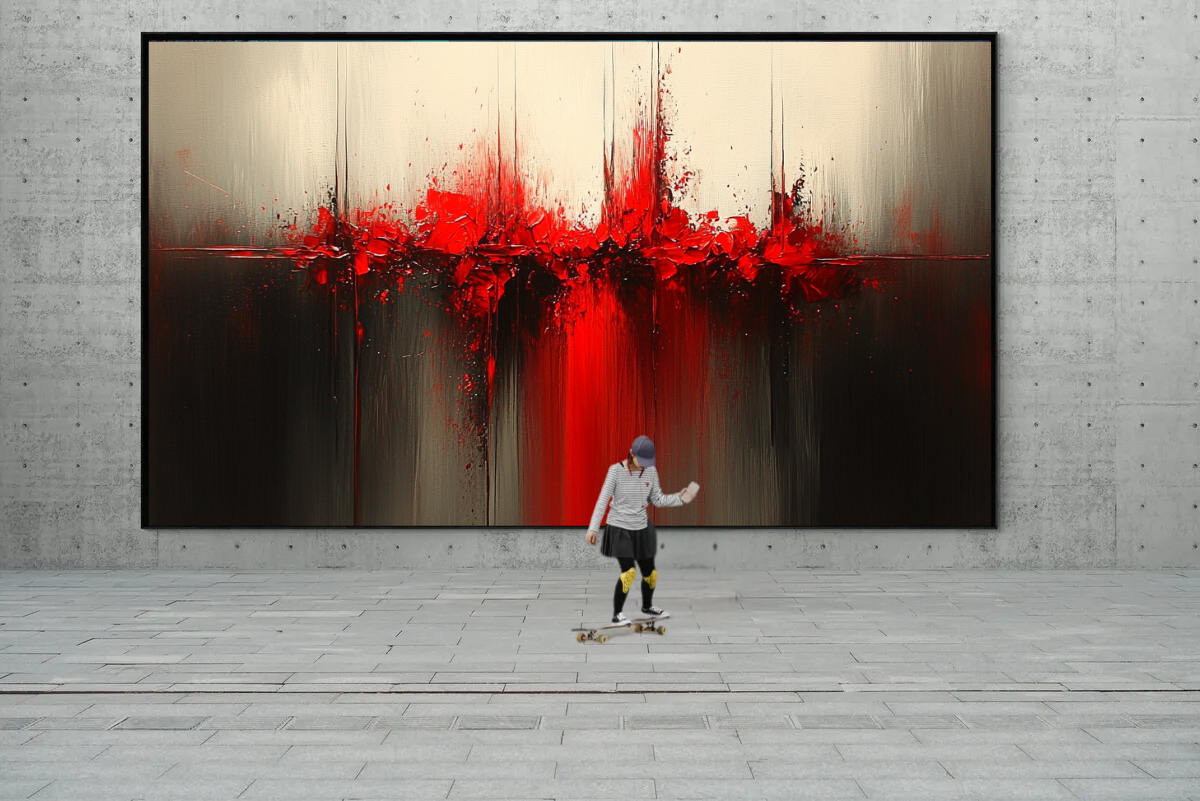 “Impulse of Silence” – Abstract Play of Red and Black