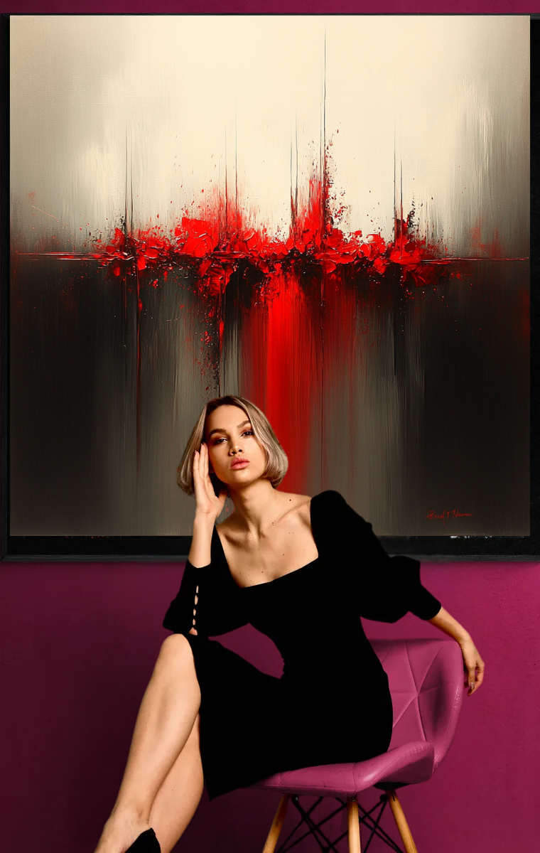 “Impulse of Silence” – Abstract Play of Red and Black