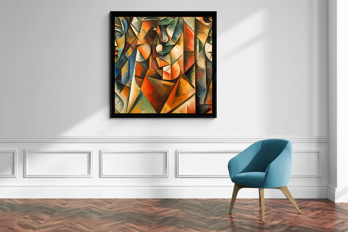 „Kaleidoskop der Gedanken“ – Ausdrucksstarker Kunstdruck im Kubismus-Stil