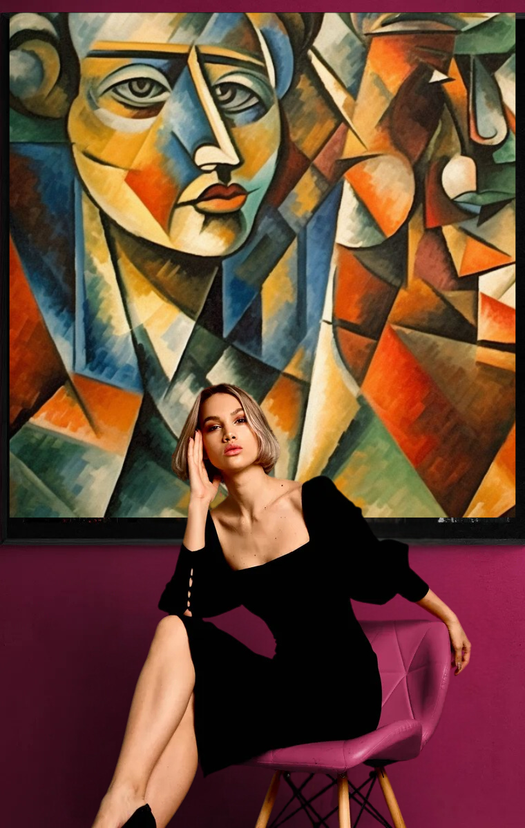 „Kaleidoskop der Gedanken“ – Ausdrucksstarker Kunstdruck im Kubismus-Stil