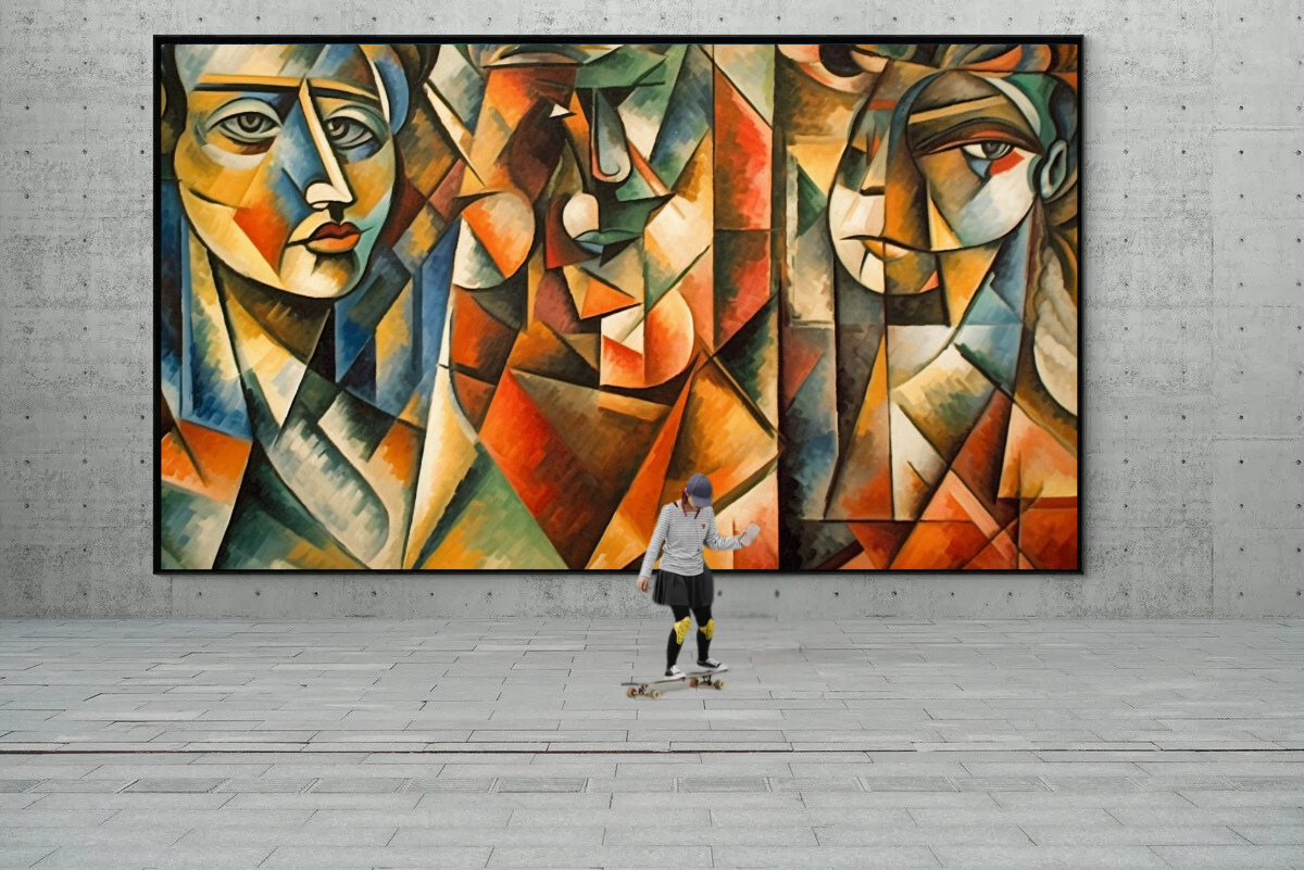 „Kaleidoskop der Gedanken“ – Ausdrucksstarker Kunstdruck im Kubismus-Stil