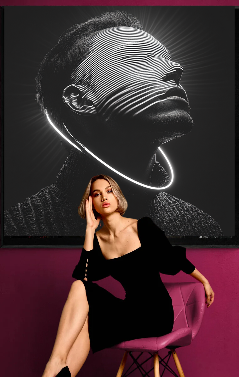 “Lines of Light” – Futuristic Portrait in Black and White