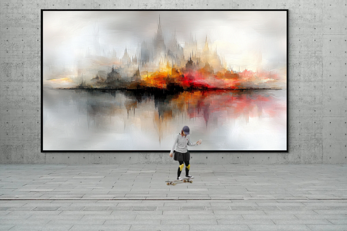 “Flaming City” – Abstract skyline with fiery accents