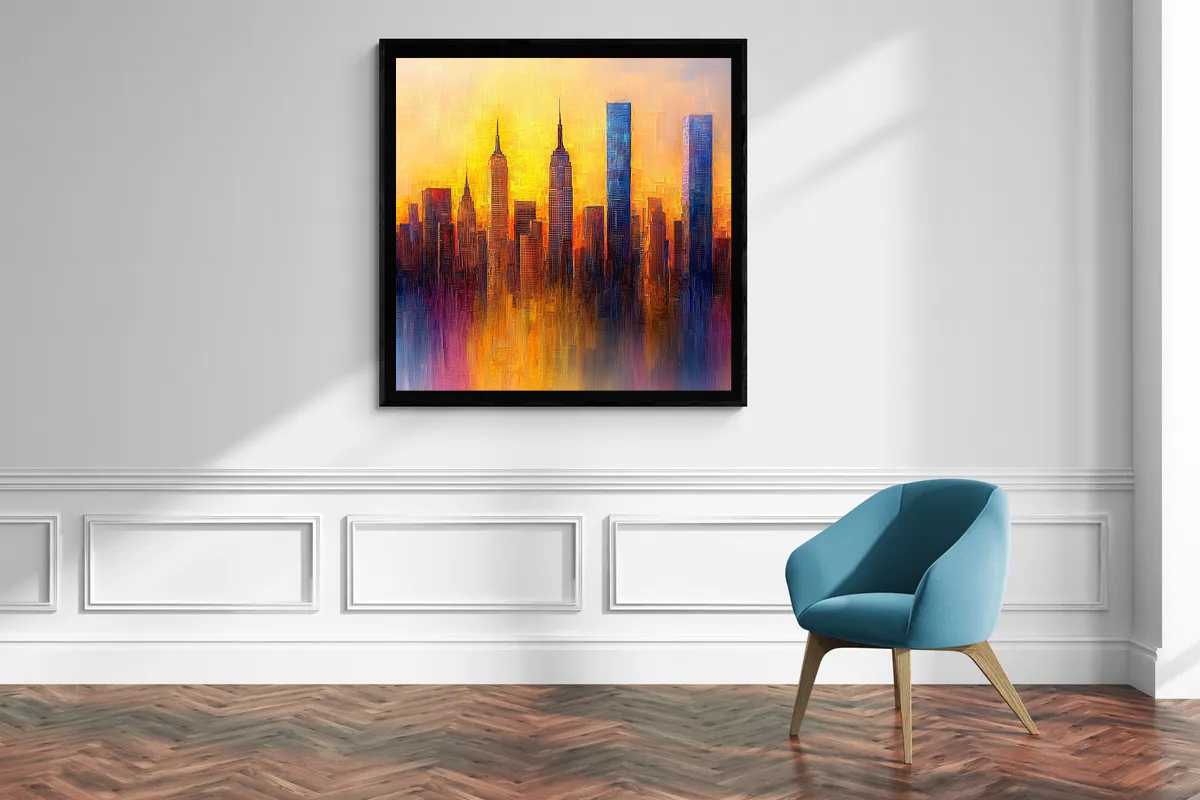 "Glowing Skyline" - City view in the warm light of sunrise