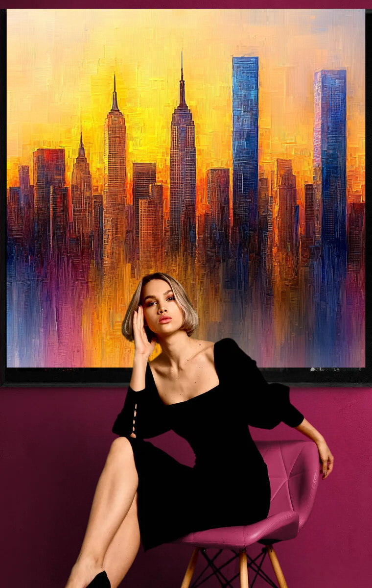 "Glowing Skyline" - City view in the warm light of sunrise