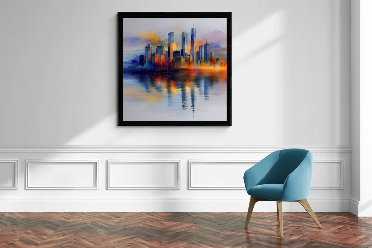 "Stadt der Farben“ – Eine Skyline im sanften Nebel