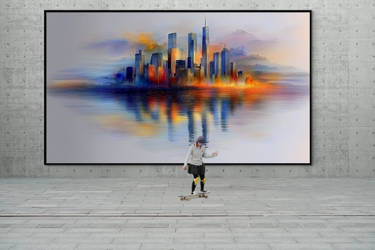 "Stadt der Farben“ – Eine Skyline im sanften Nebel
