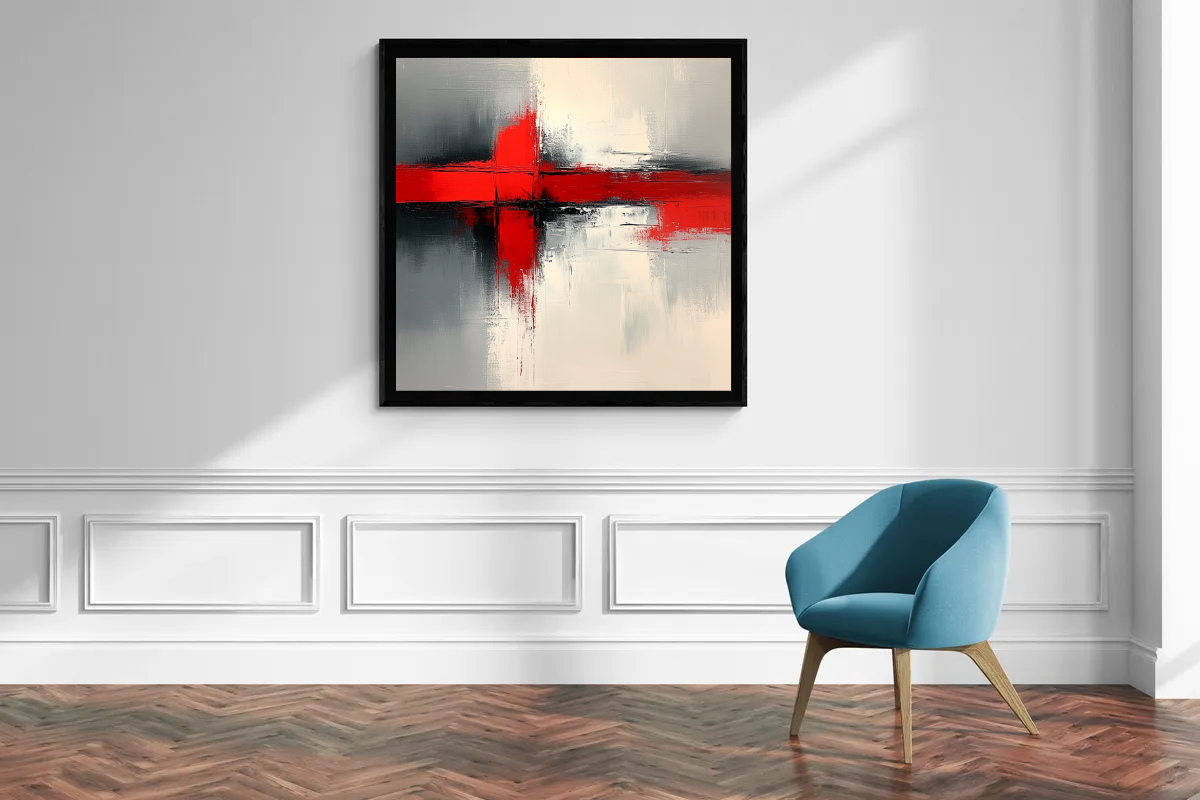 “Balance of Opposites” – Abstract Composition in Red, Black and White