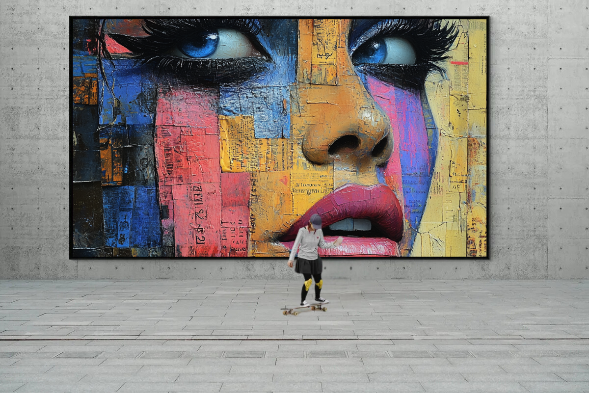 "View of the Mosaics" - Portrait art print in the style of mail art