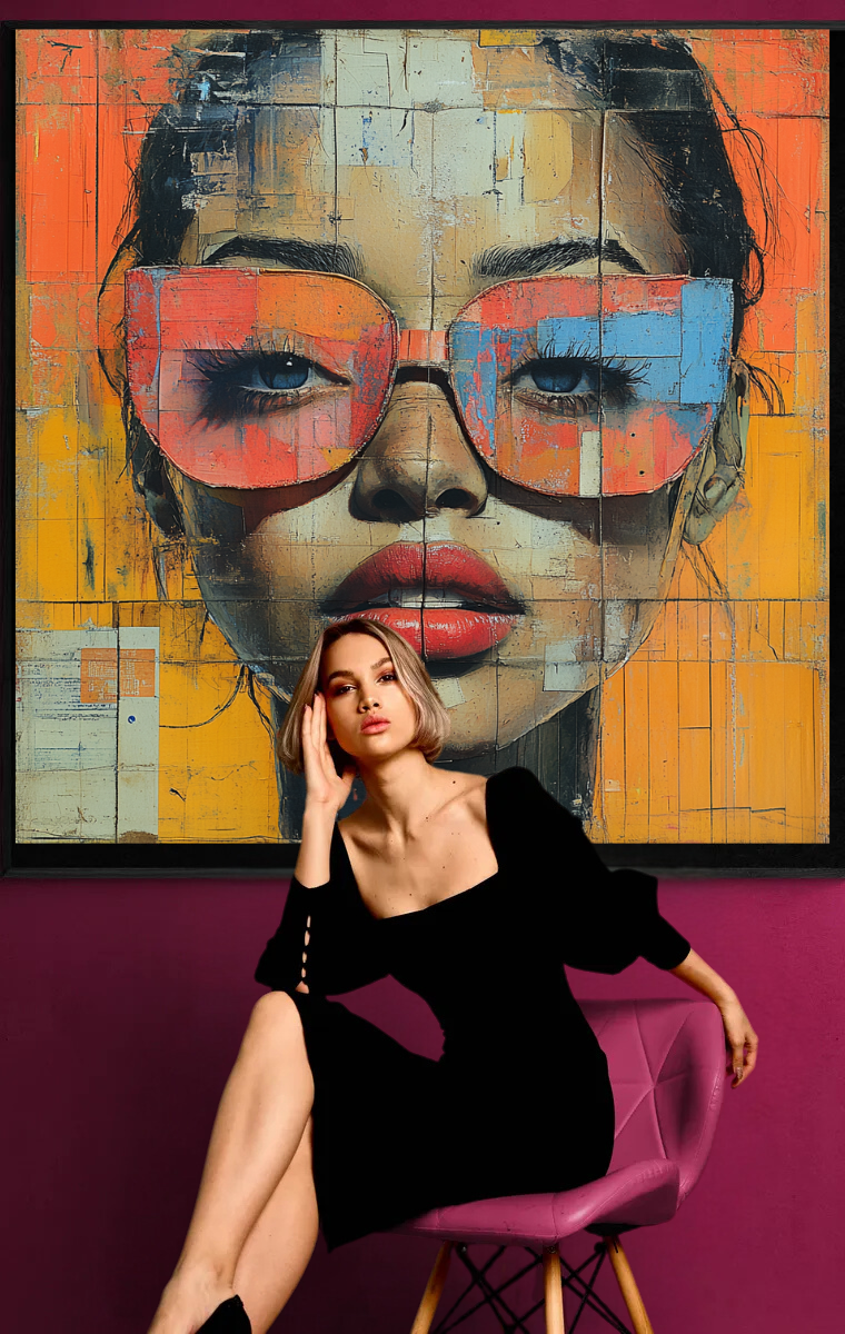 "Looking through the Colors" - Stylish art print in mail art style