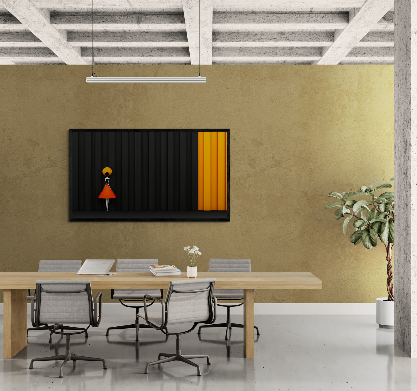 “Color play of elegance” – Minimalist figure with strong contrasts