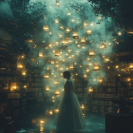 „Die Bibliothek der Lichter“ – Magische Szenerie voller Glanz und Mysterium