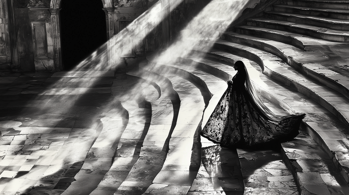 “Veil of Time” – Elegance in Light and Shadow
