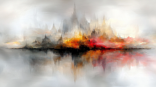 „Flammende Stadt“ – Abstrakte Skyline mit feurigen Akzenten