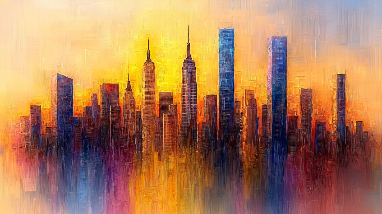 "Glowing Skyline" - City view in the warm light of sunrise