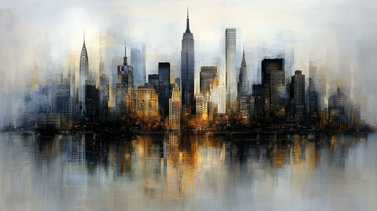 „Stadt der Stille“ – Elegante Skyline in sanften Farben