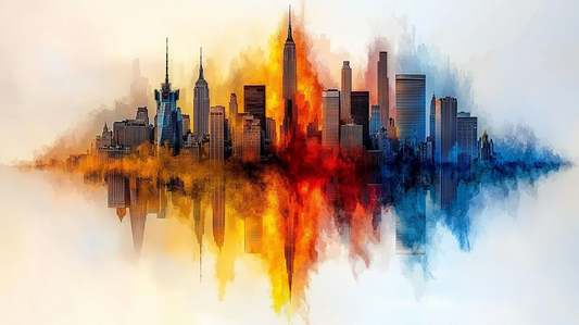 „Stadt in Flammen“ – Skyline in glühenden Farben
