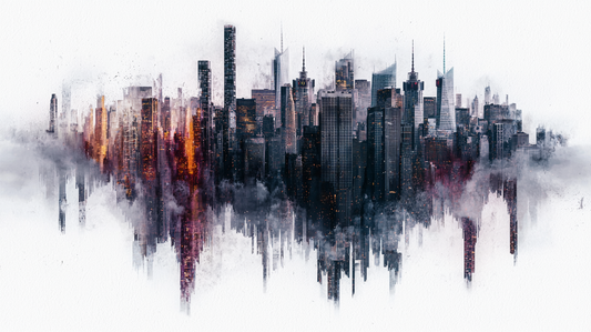 „Spiegel der Metropole“ – Abstrakte Skyline mit faszinierender Reflexion